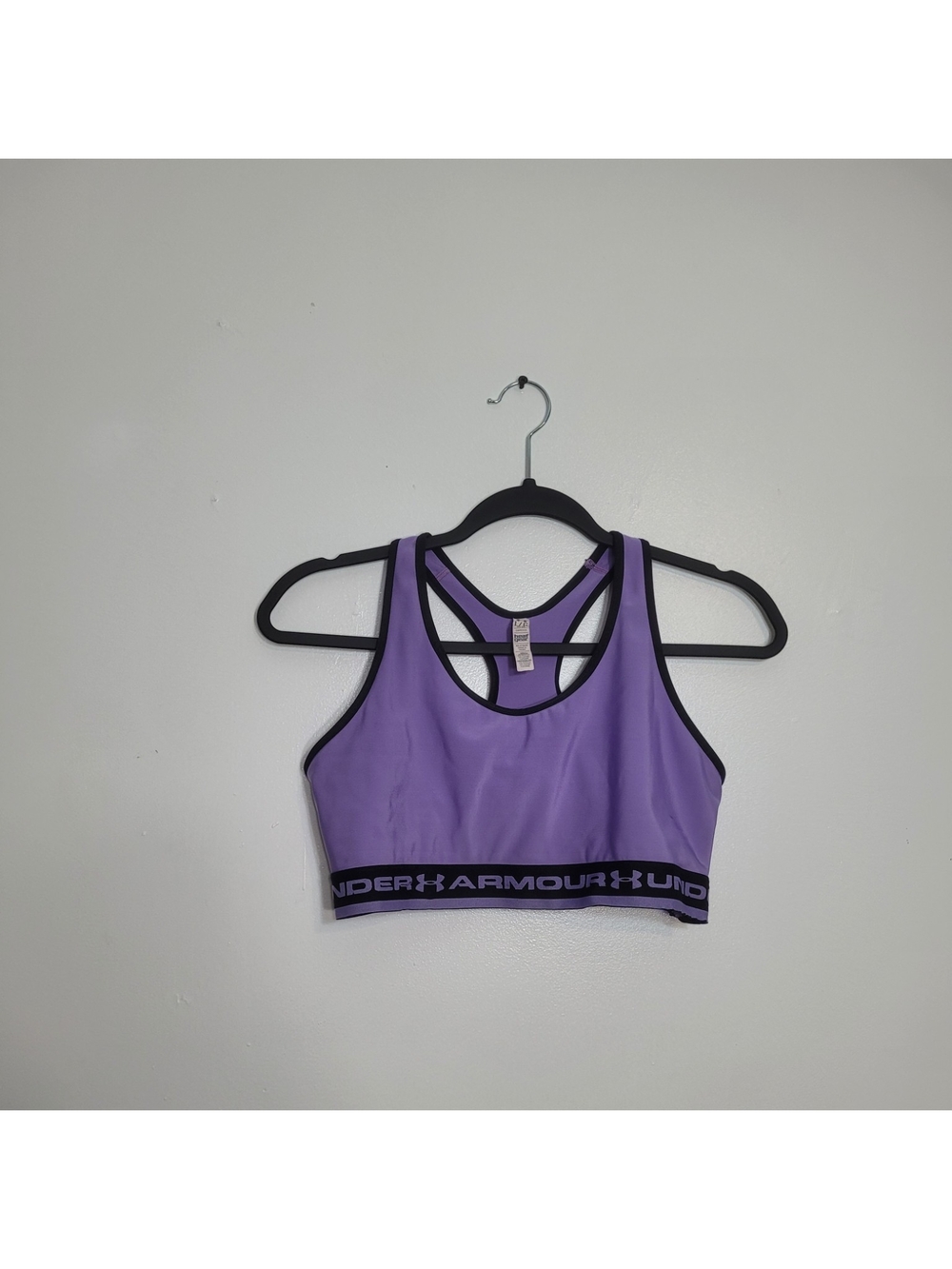 Under Armour Mid Impact Purple Racerback Athletic Sports Bra Size Large